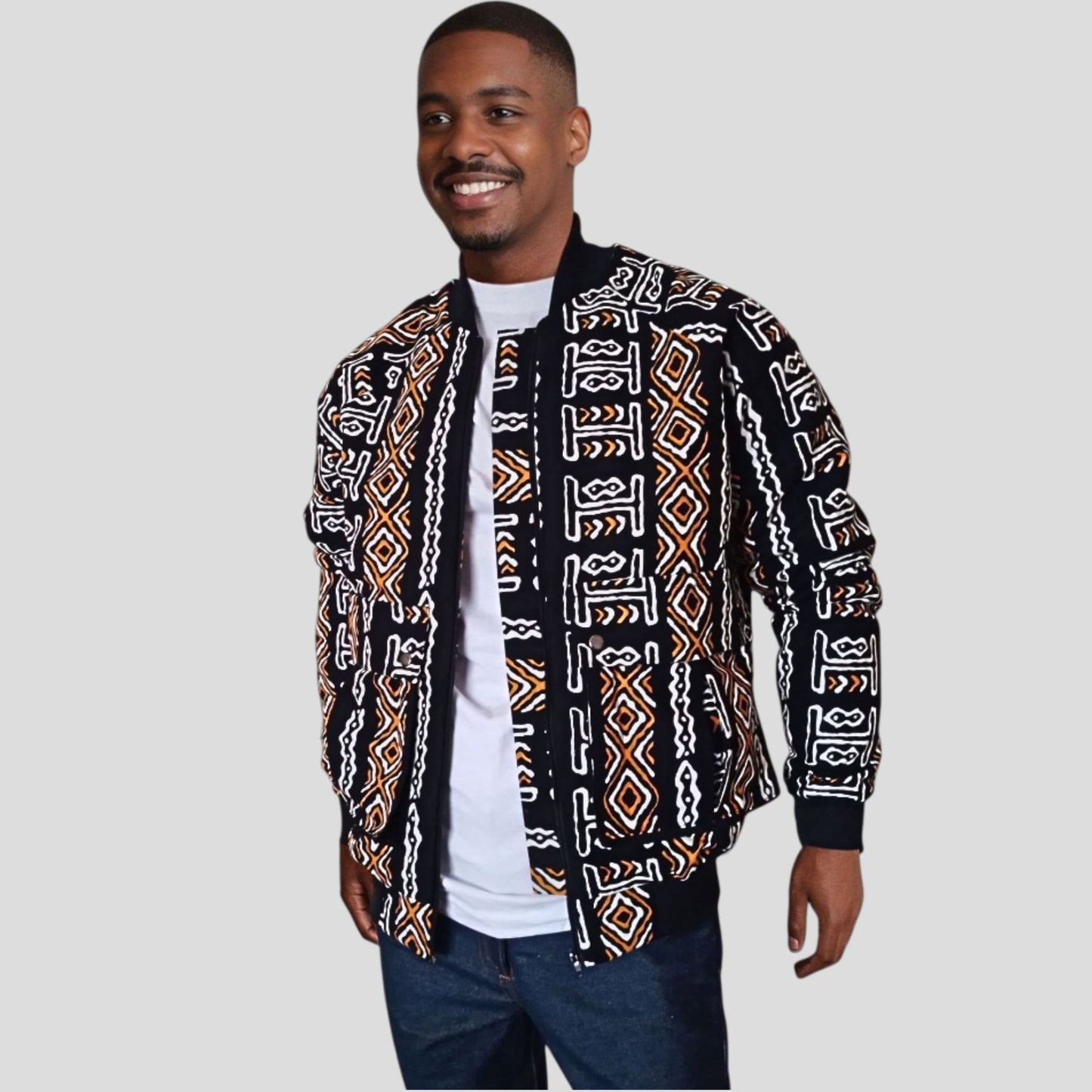 Cargo Ankara Bomber-Monochrome orange print