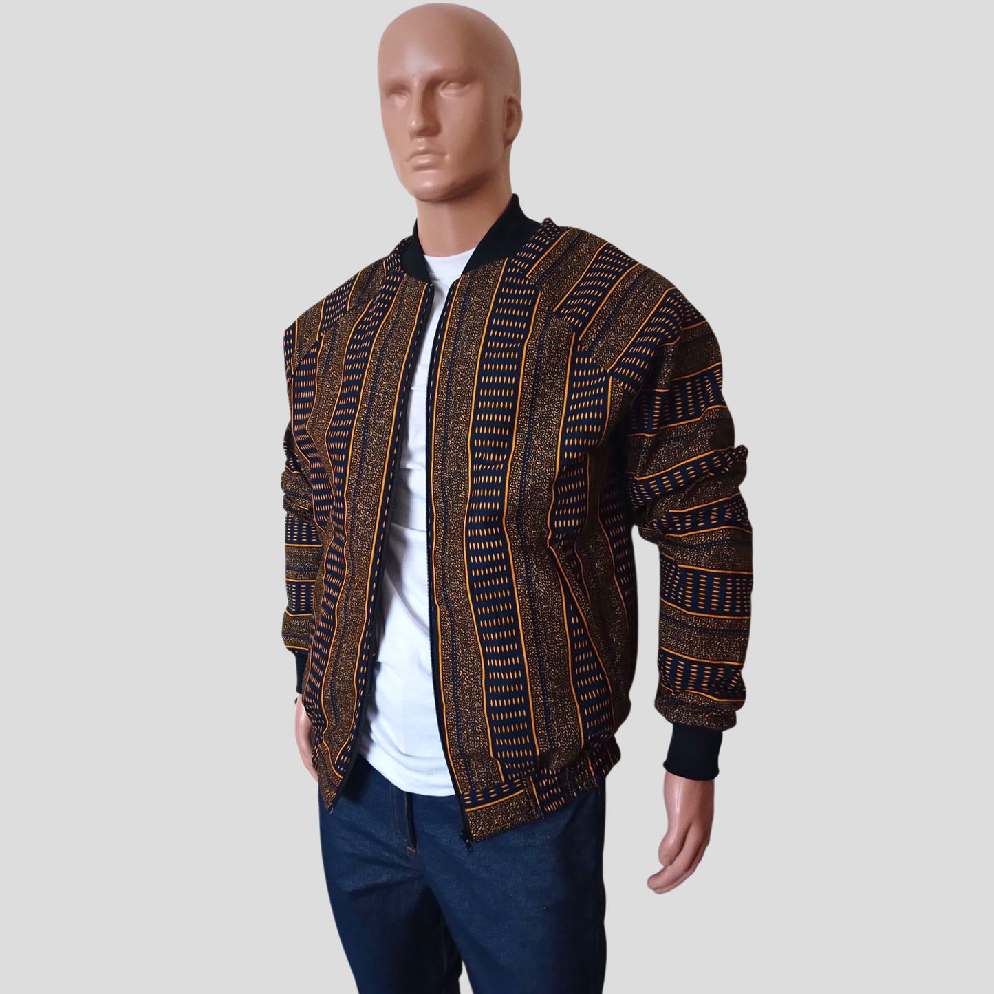 Ankara Bomber Jacket - kente print