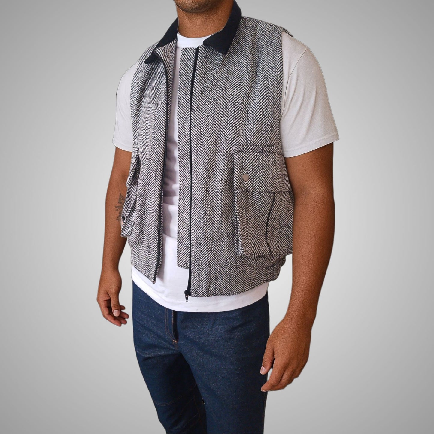 Kai Tweed Utility Vest Jacket