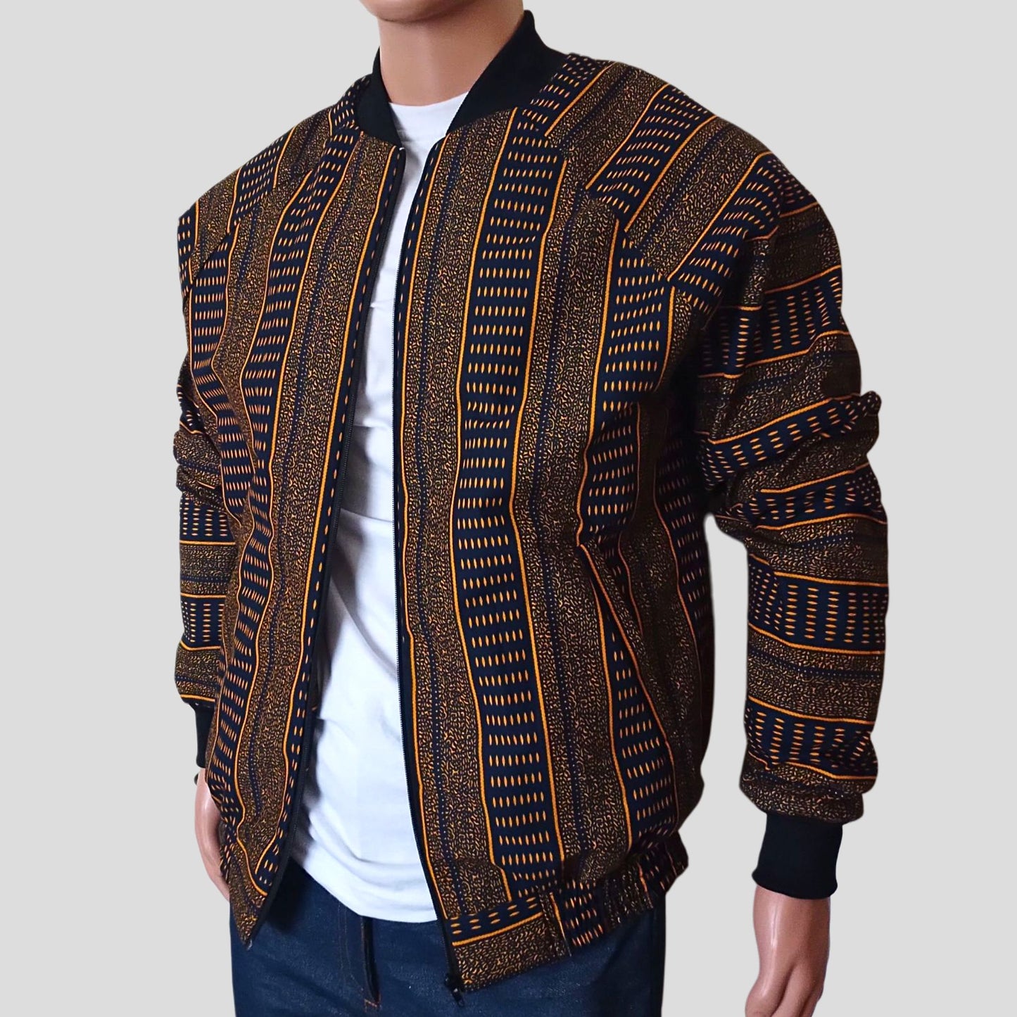 Ankara Bomber Jacket - kente print