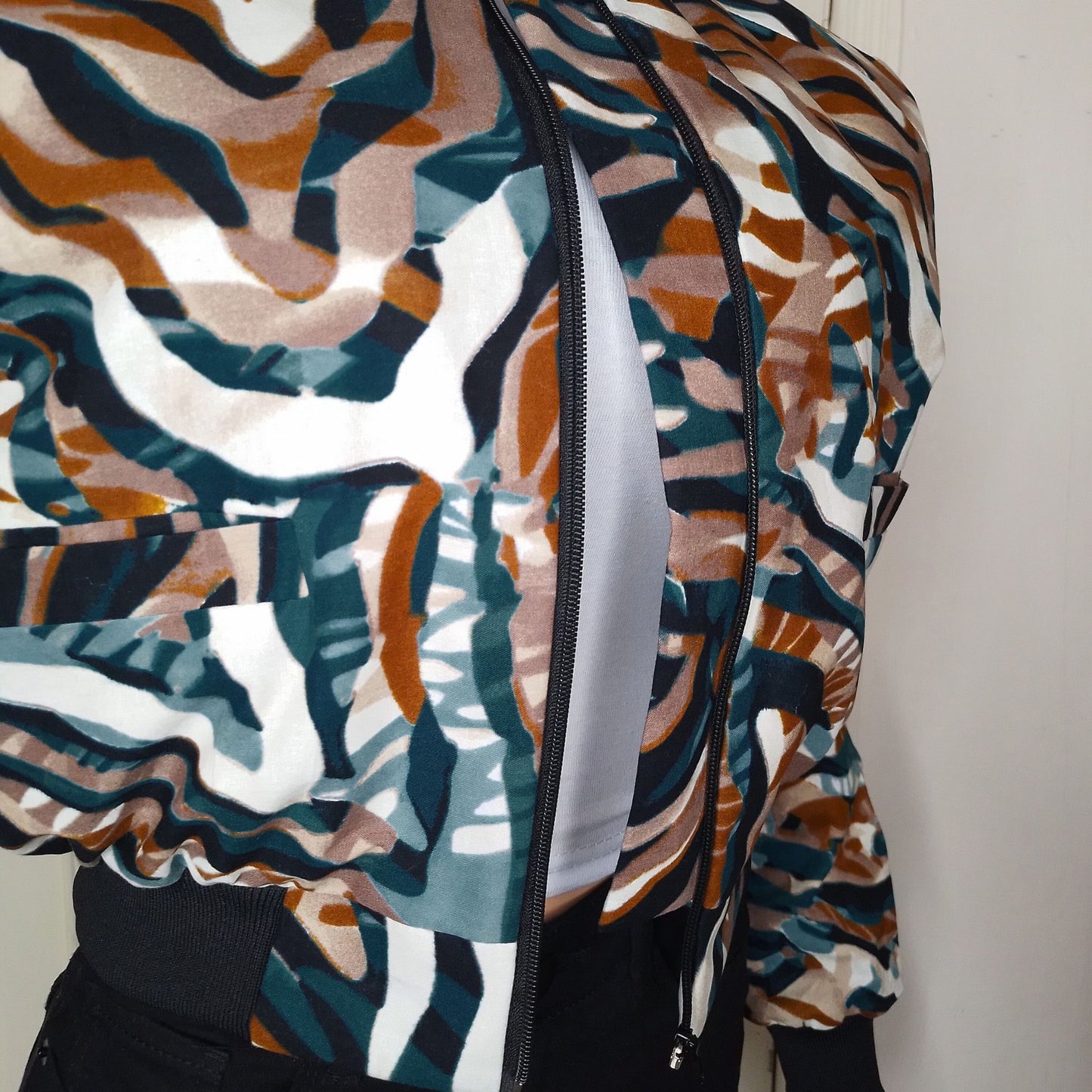Ankara Bomber Jacket-Abstract swirl print