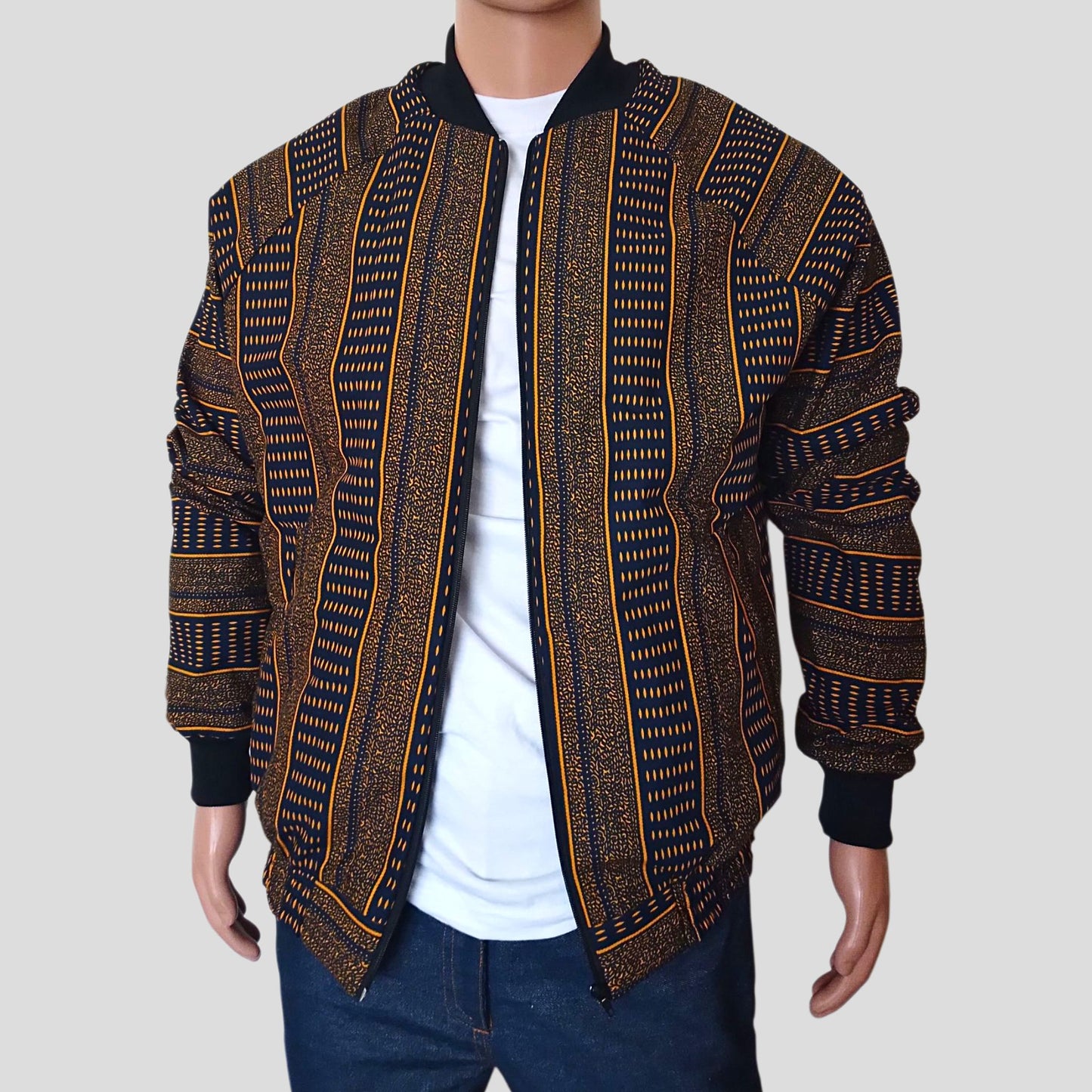 Ankara Bomber Jacket - kente print
