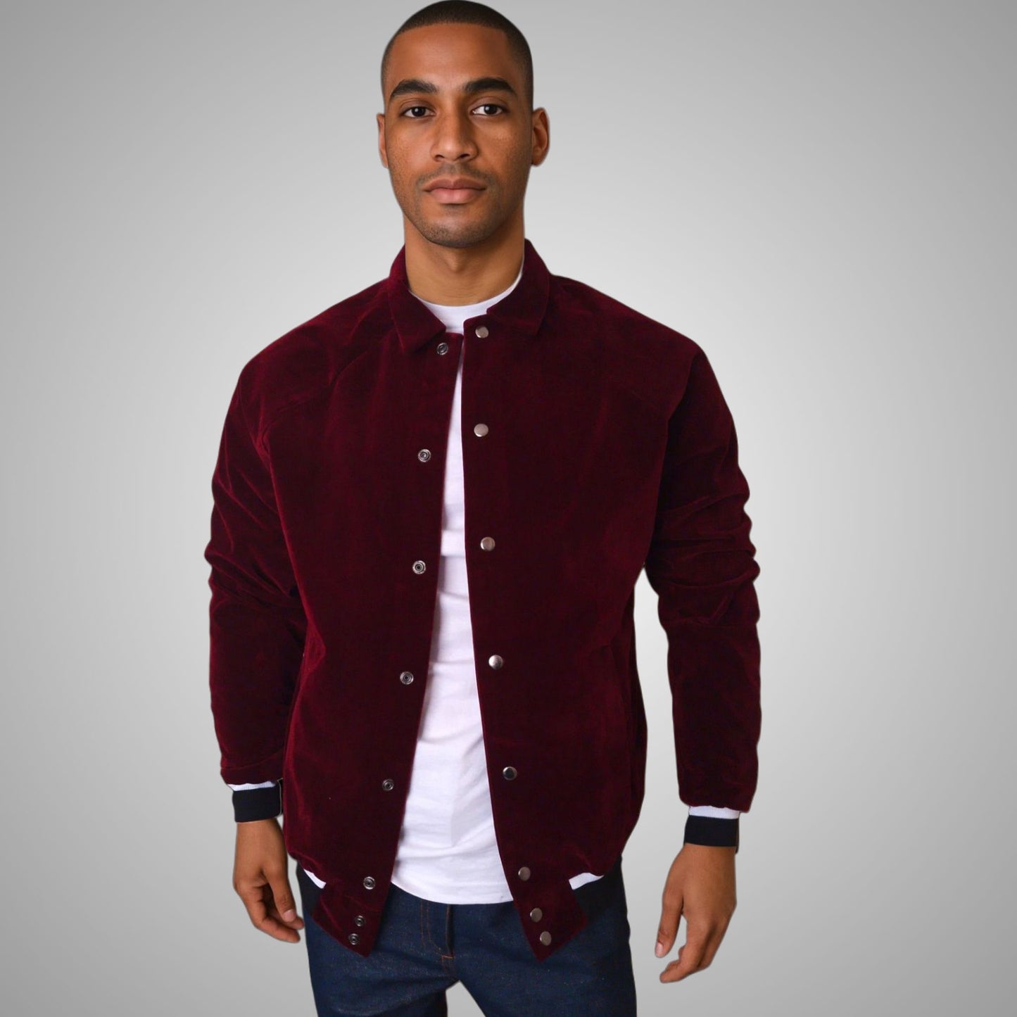 Velvet Bomber jacket-maroon