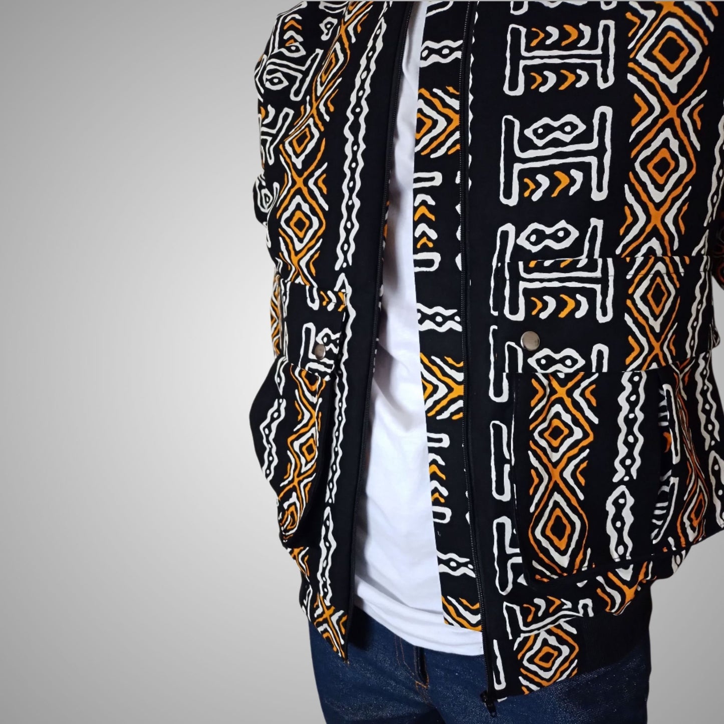 Cargo Ankara Bomber-Monochrome orange print