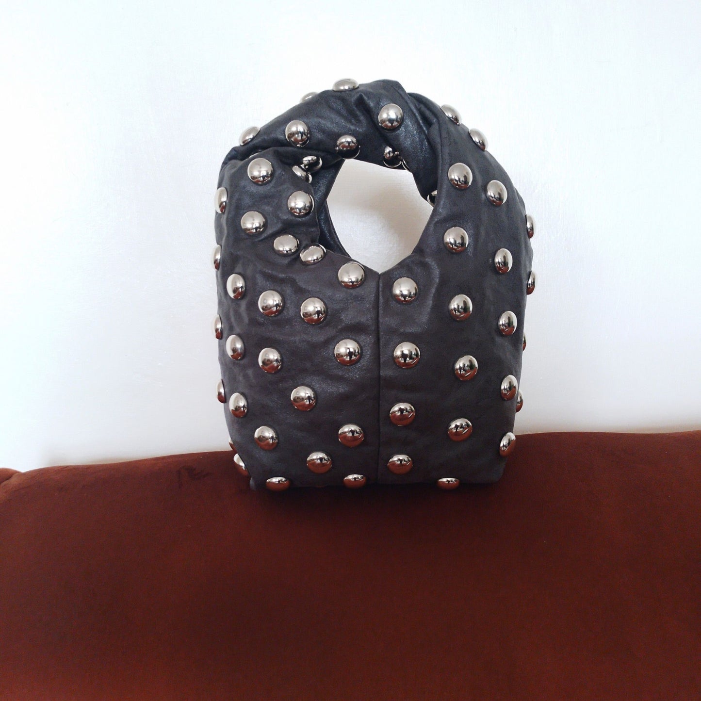 Studded Twist Handle Bag – Dark Grey (Medium)