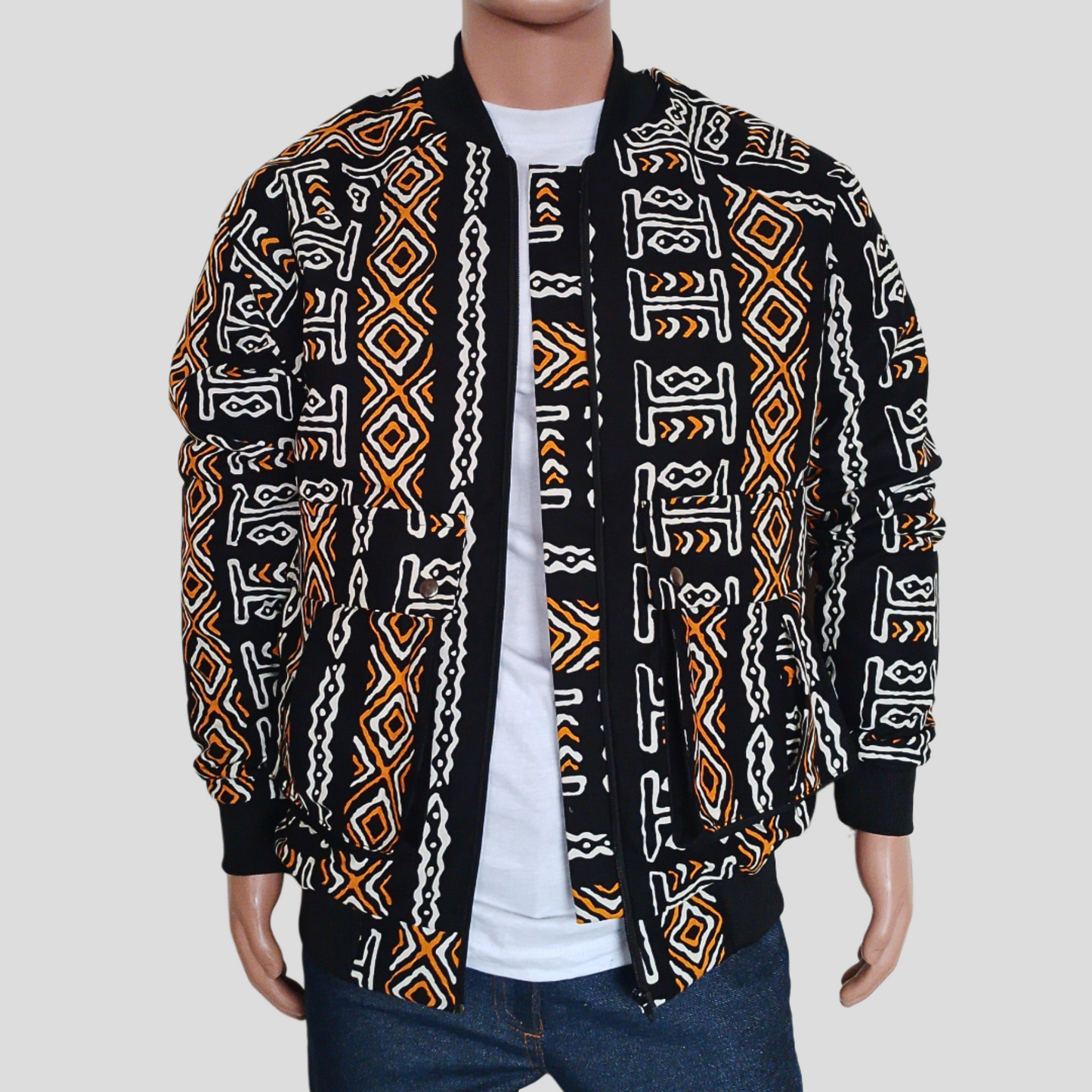 Cargo Ankara Bomber-Monochrome orange print