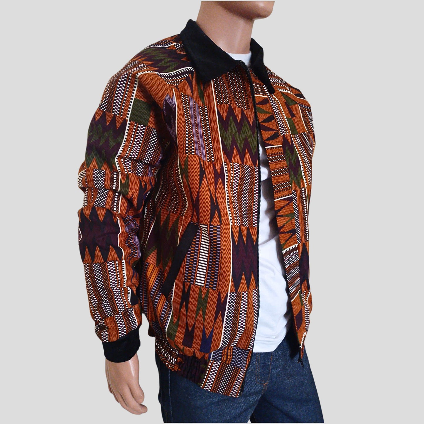 Ankara Bomber Jacket - kente print