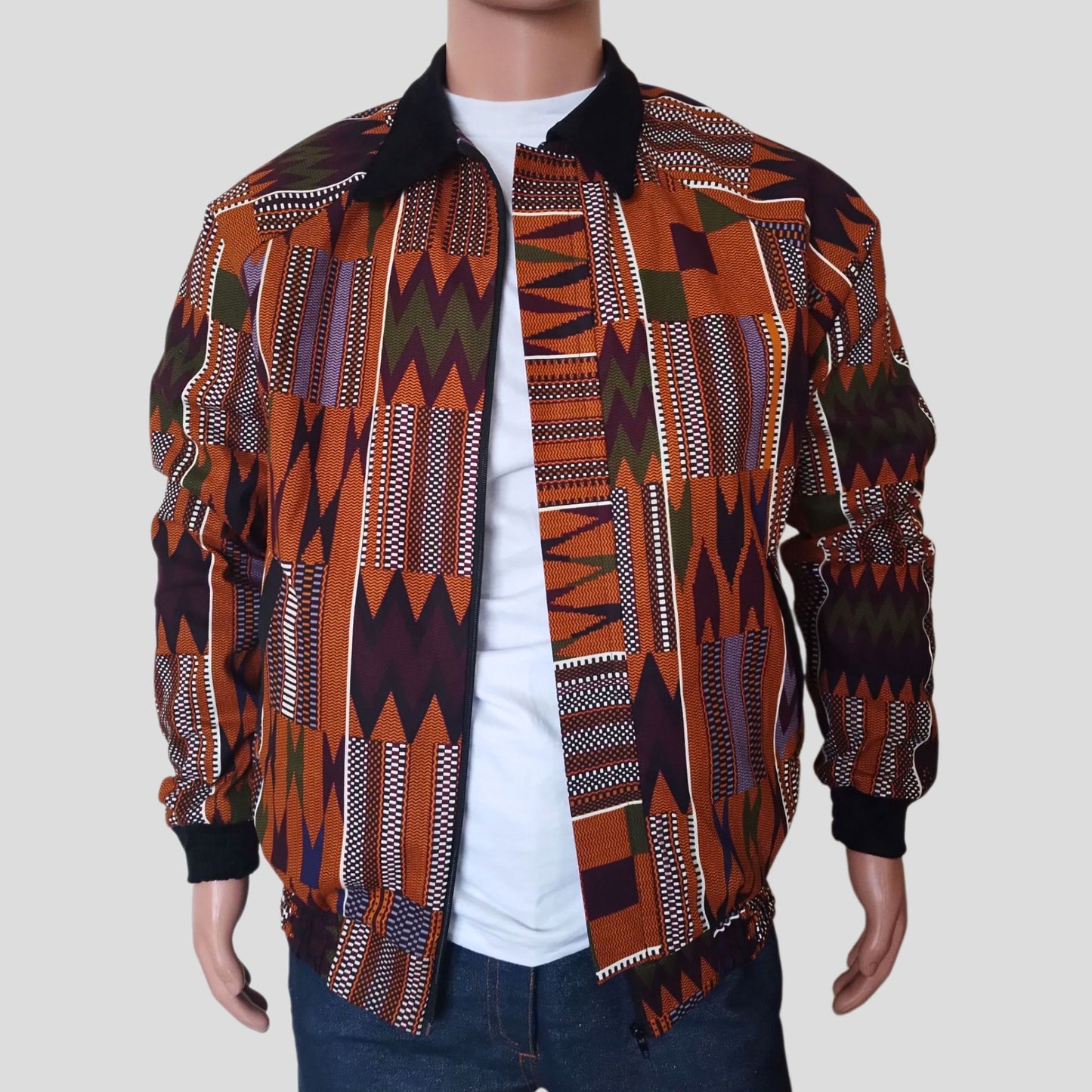 Ankara Bomber Jacket - kente print