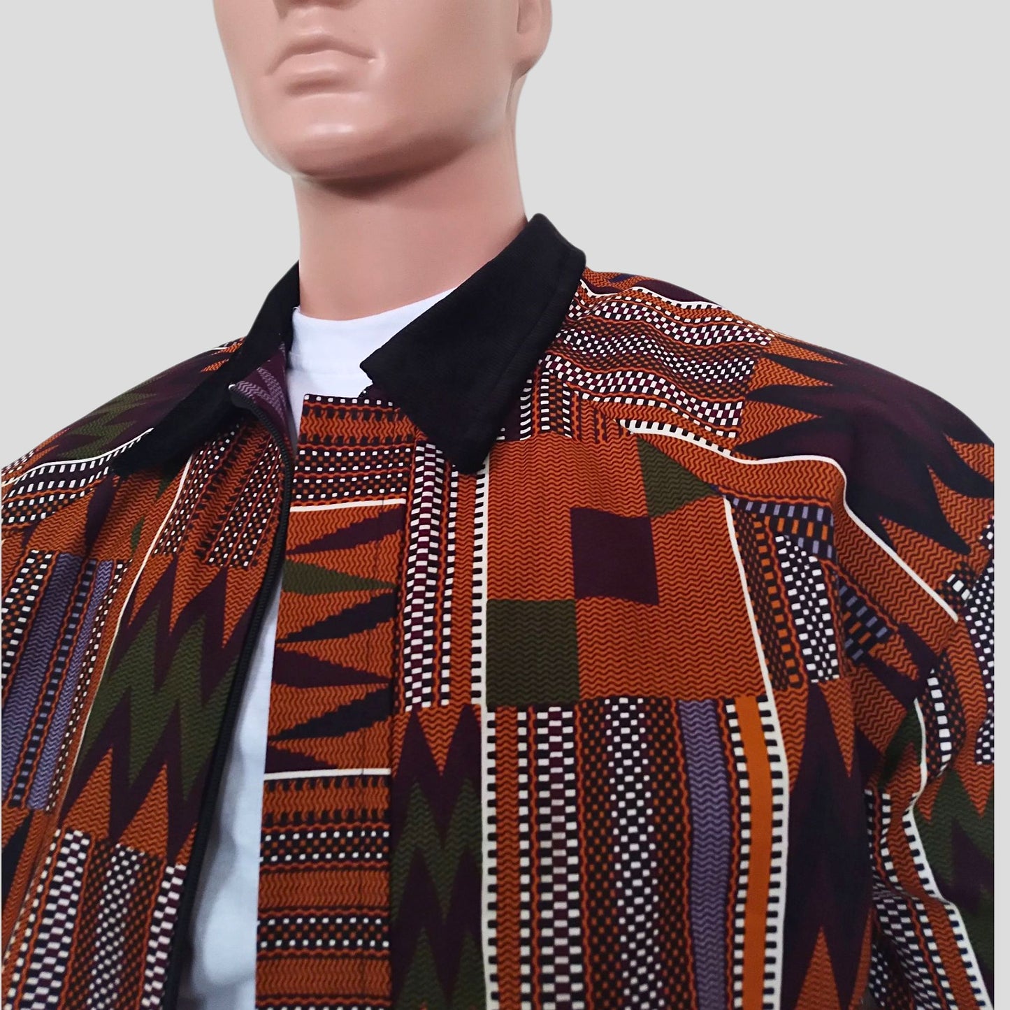 Ankara Bomber Jacket - kente print
