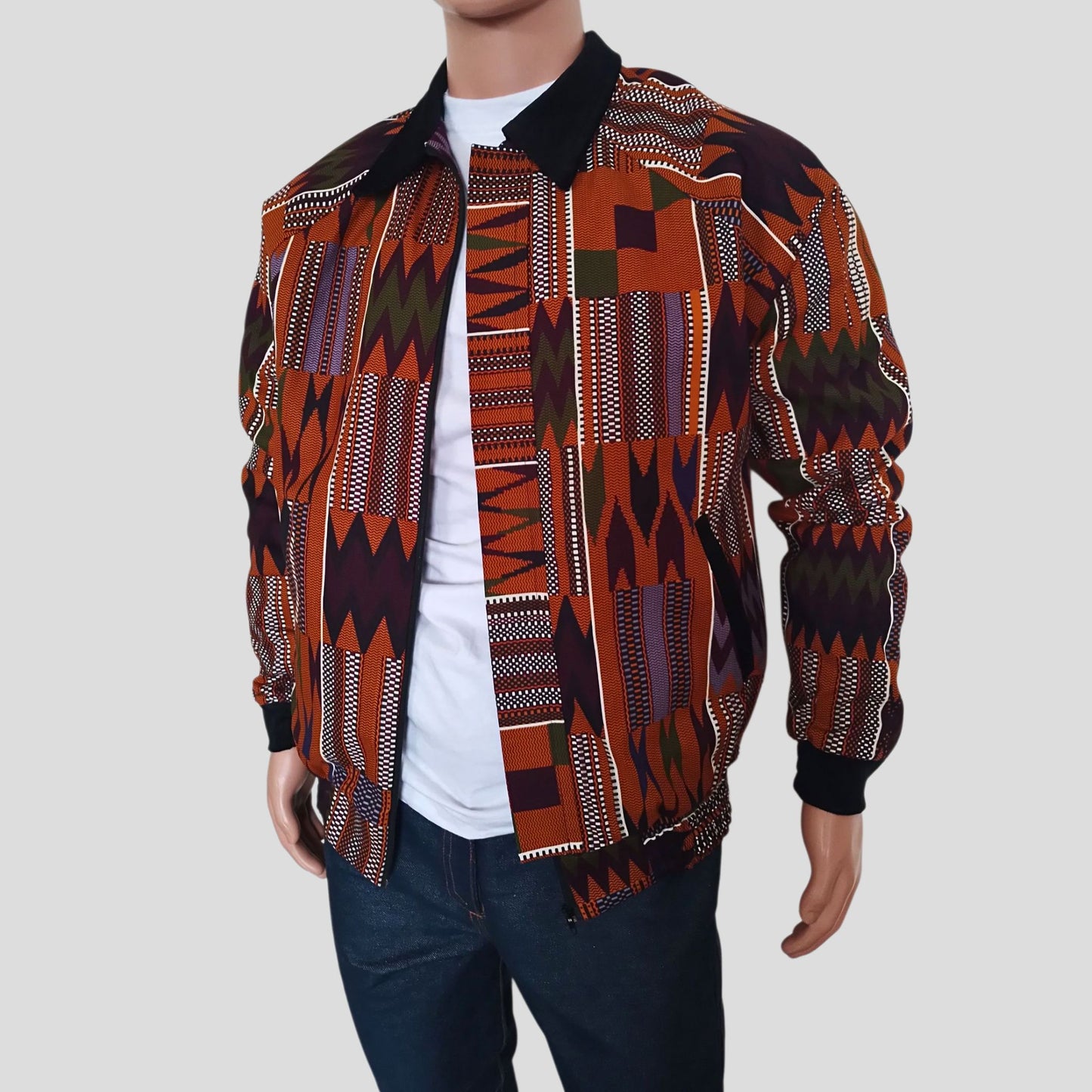 Ankara Bomber Jacket - kente print