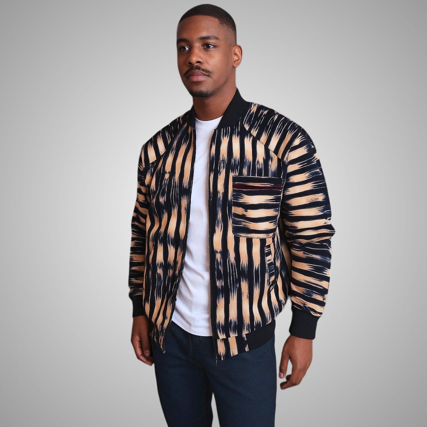 Ankara Bomber Jacket tie-dye print