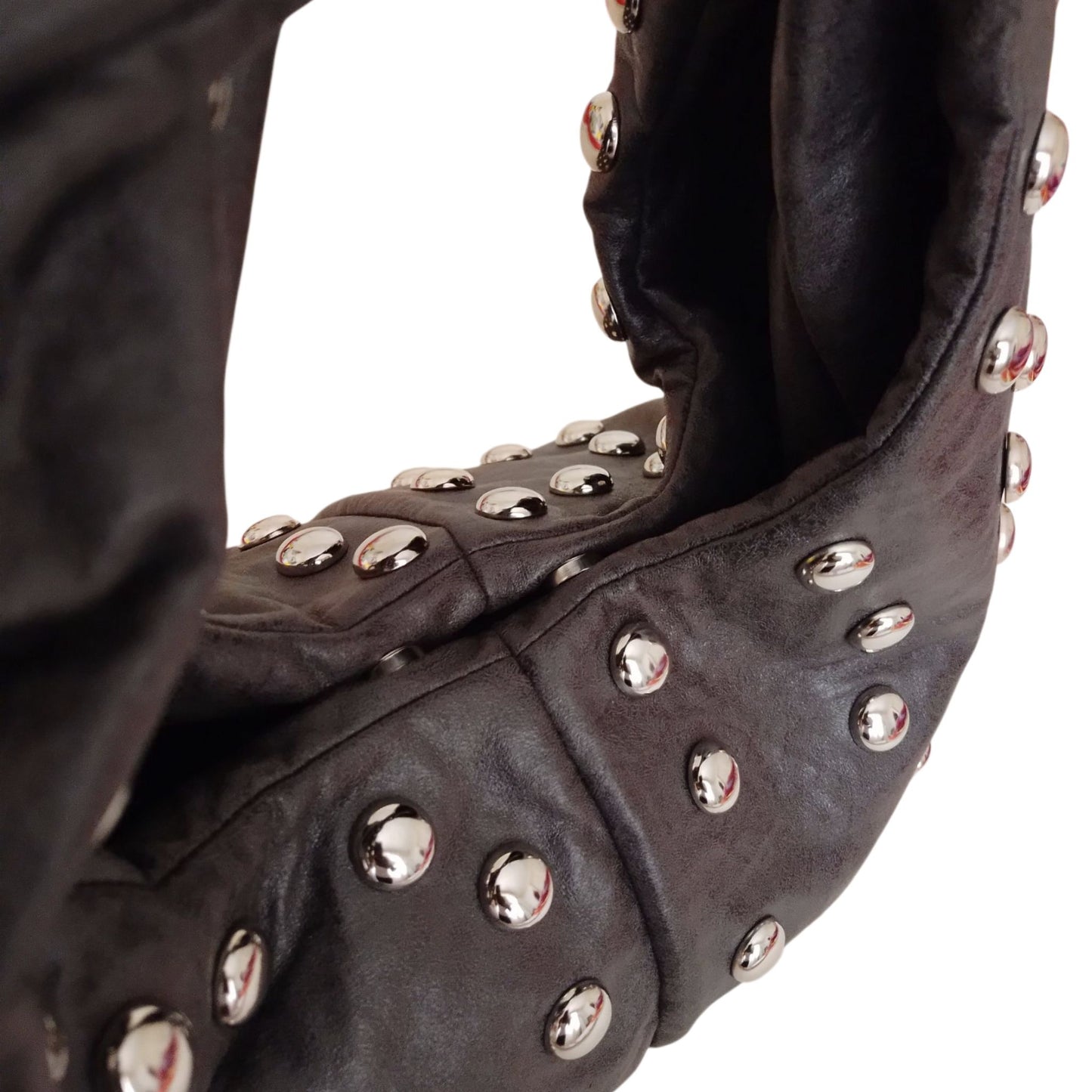 Studded Twist Handle Bag – Dark Grey (large)