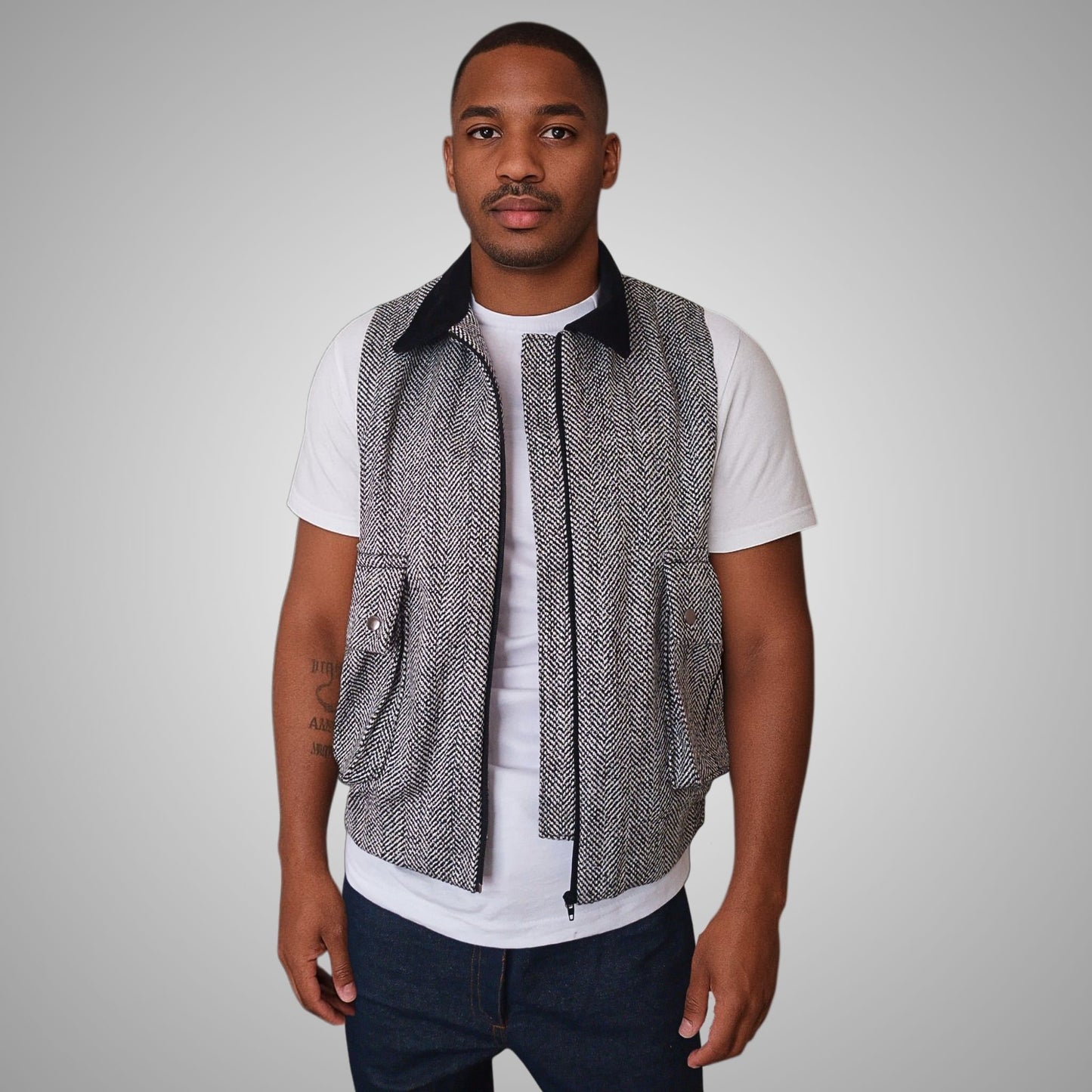 Kai Tweed Utility Vest Jacket