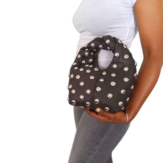 Studded Twist Handle Bag – Dark Grey (Medium)