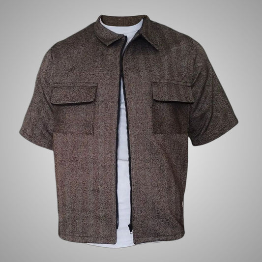 Short Sleeve Tweed Overshirt
