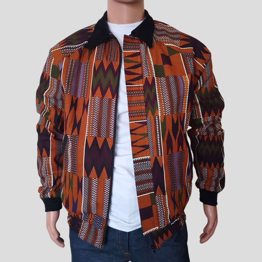 Ankara Bomber Jacket - kente print