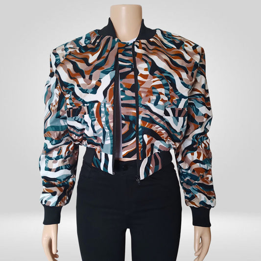 Ankara Bomber Jacket-Abstract swirl print